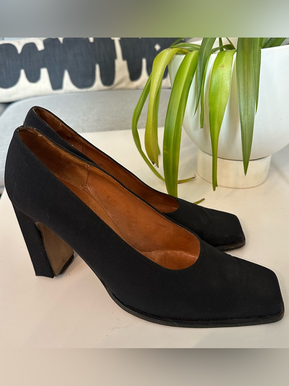 Jean Gaborit Luxury Couture Square-Toe Block Heels Handmade In France Size 39.5